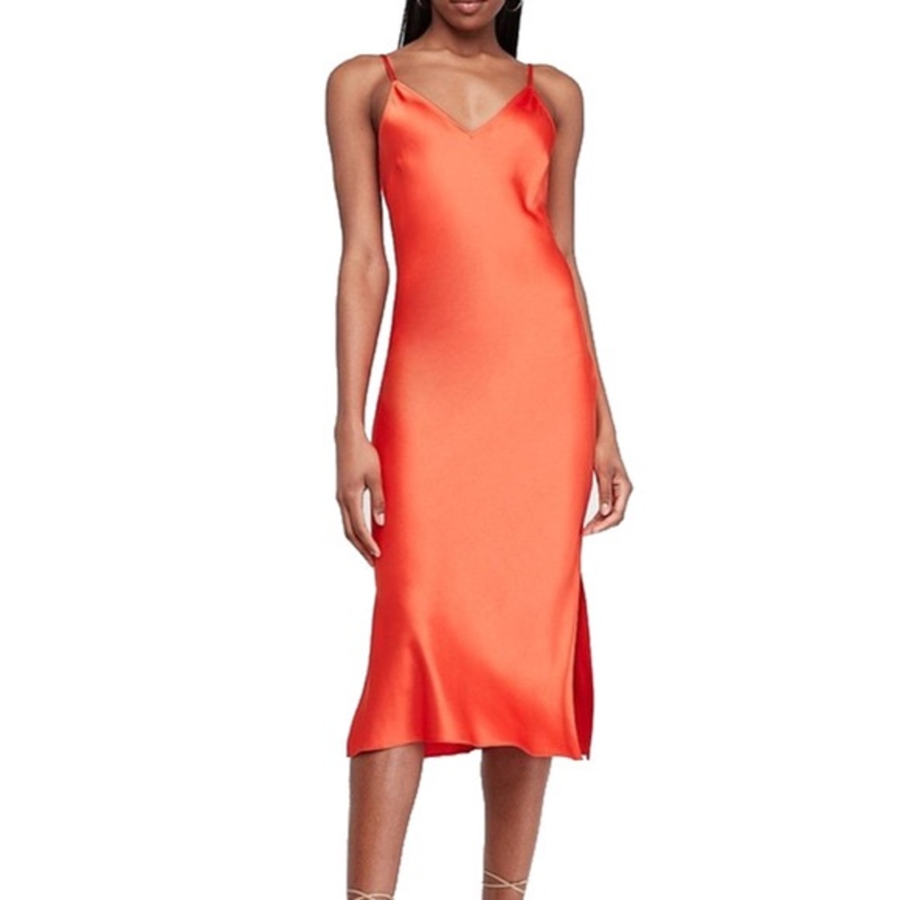 Express Orange Midi Slip Dress 🌷